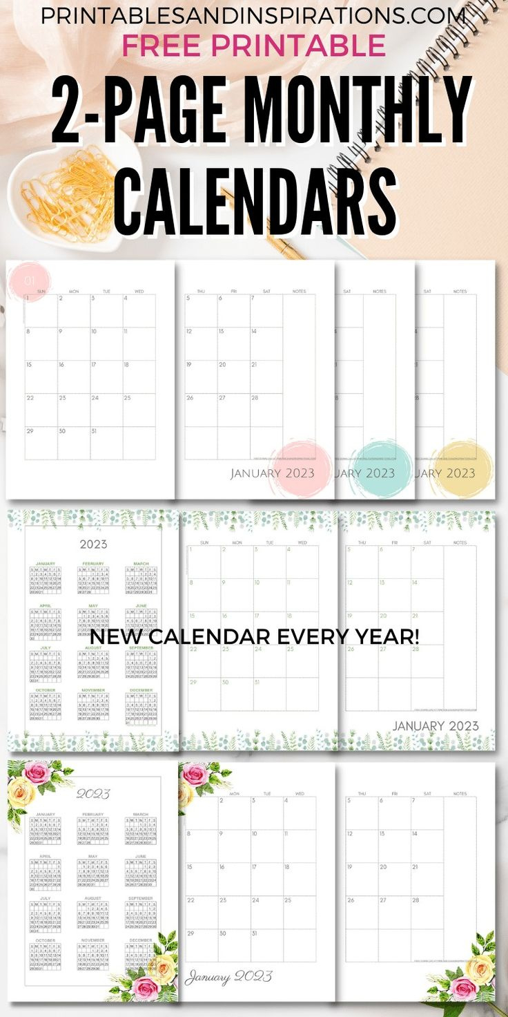 2024 2025 Two Page Calendar Monthly Spread – Free Printable | Printable 2 Page Monthly Calendar 2025