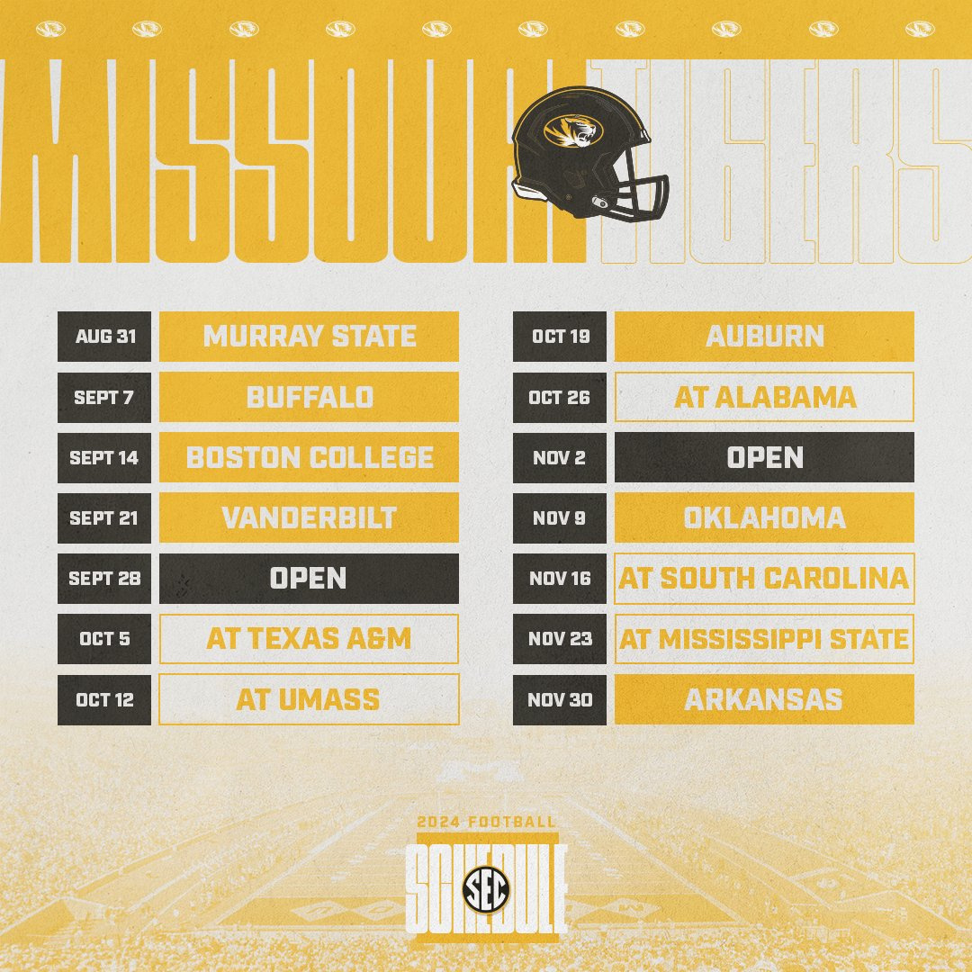 2024 Sec Football Schedule Revealed For Arkansas And Missouri | Mizzou 2024 - 2025 Calendar Printable