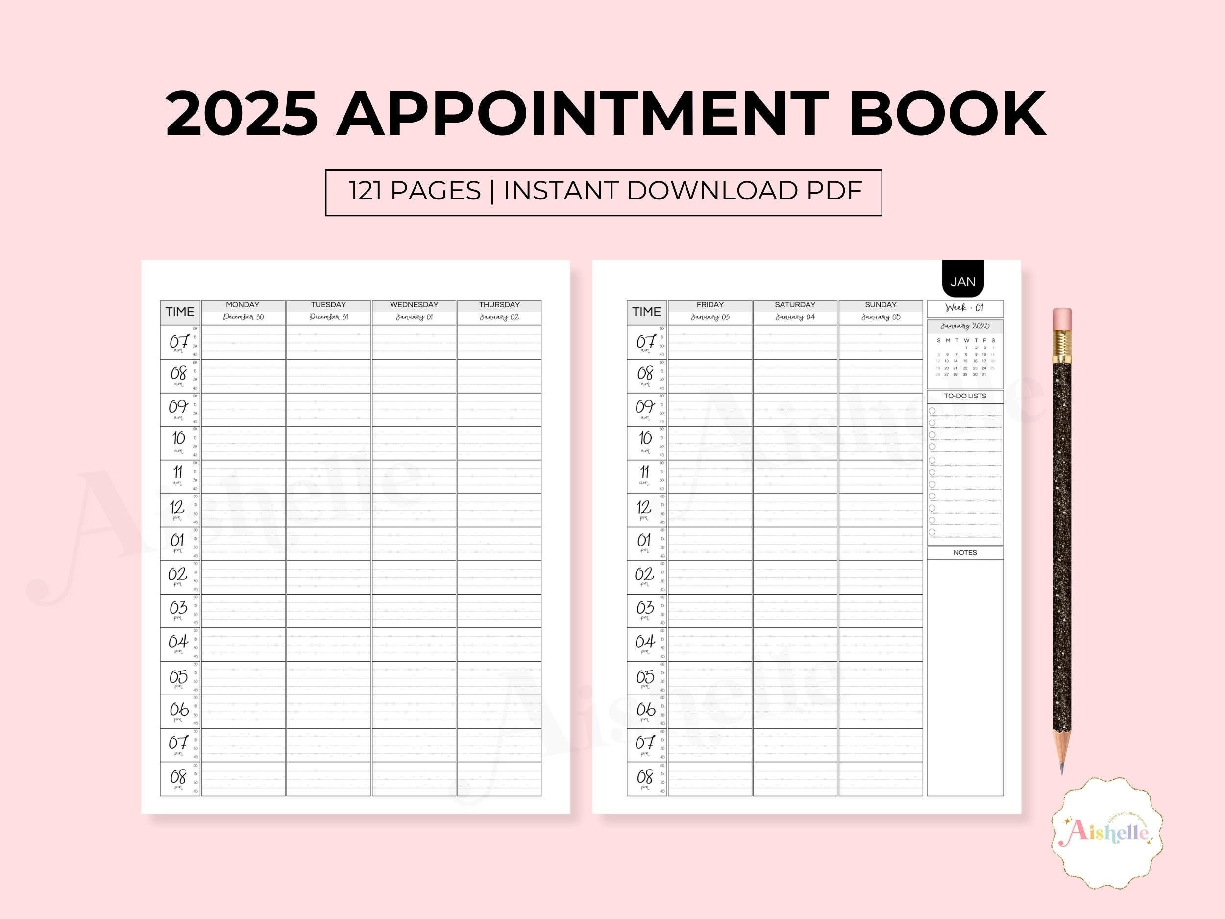 2025 Appointment Book, Printable Appointment Planner With 15 |  Calendar 2025