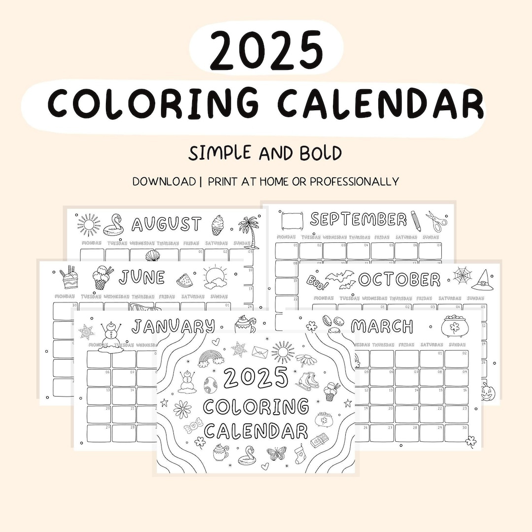 2025 Ausmalkalender Kinderkalender 2025 Monatsplaner Printable Kalender  Color Mein Eigener Kalender 2025 Kalender - Etsy.de |  Calendar 2025