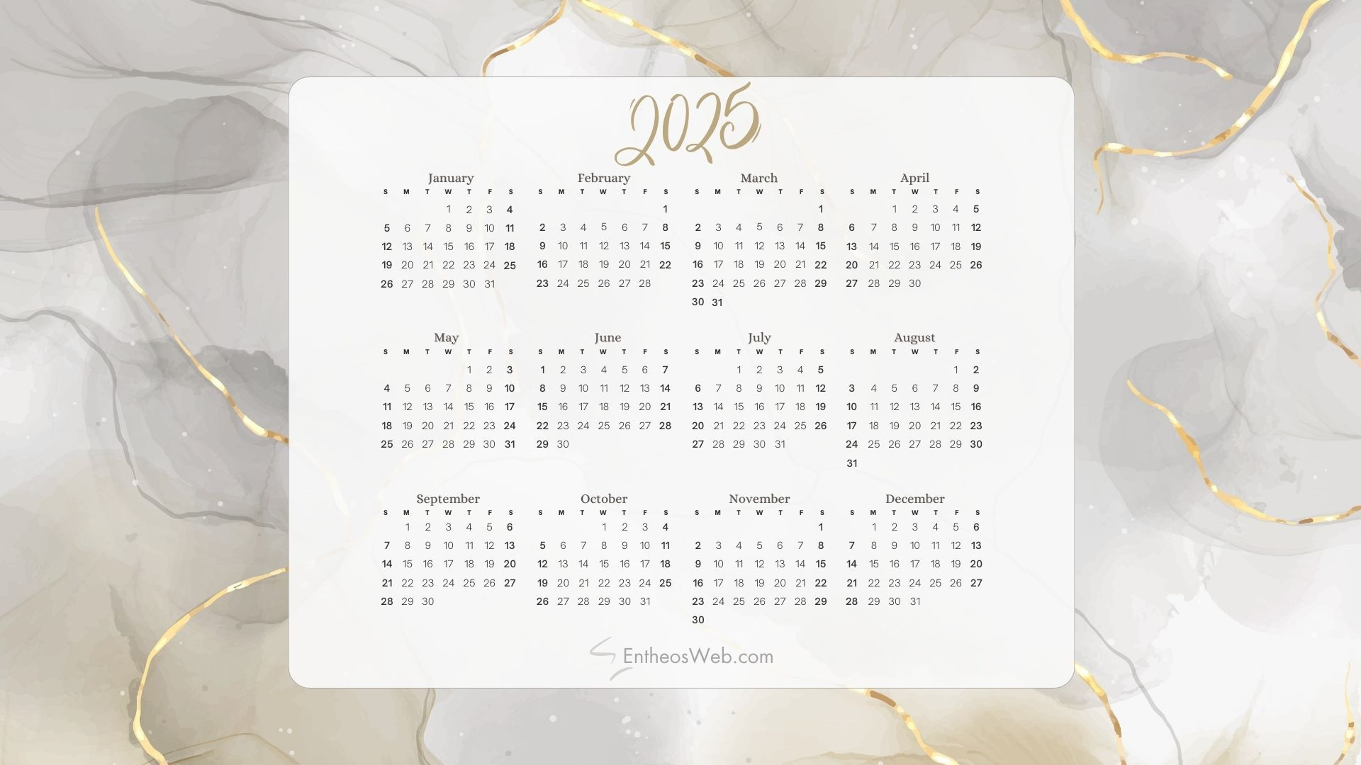 2025 Calendar Wallpapers &amp;amp; Pdf Printables | Entheosweb | Calendar 2025