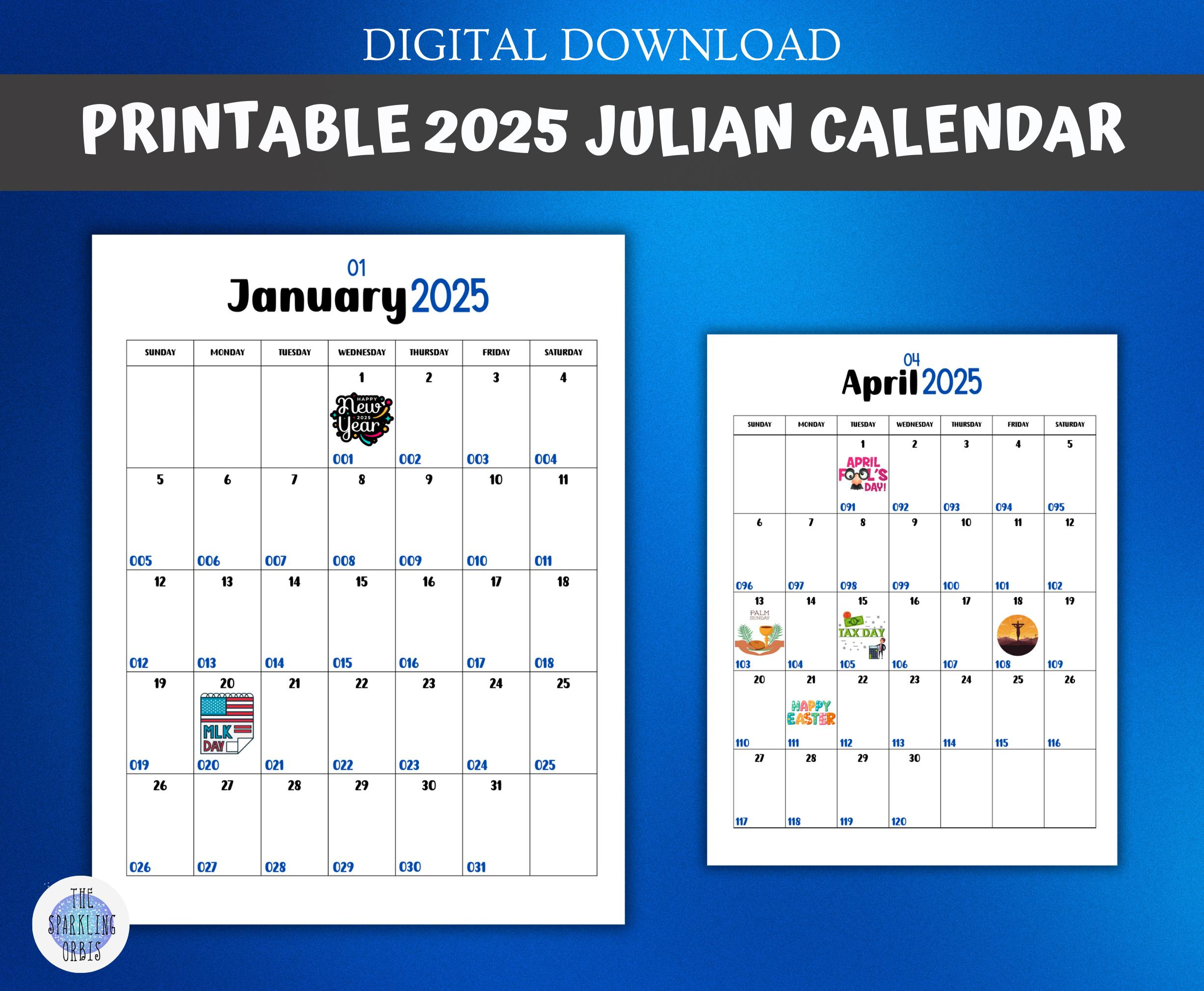 2025 Druckbarer Juliischer Kalender 21X30Cm Regierungs Und | Julian Date Calendar 2025 Printable Download