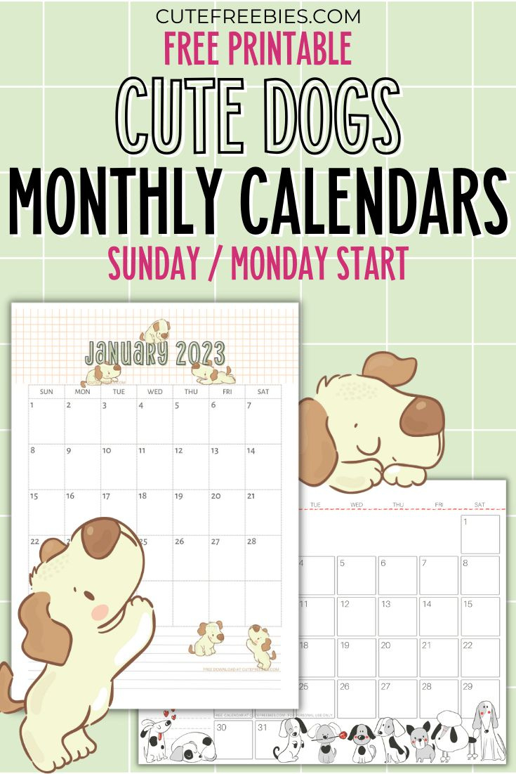 2025 Free Printable Dogs Calendar For A Happy Year - Cute Freebies | Free Printable Dog Calendar 2025