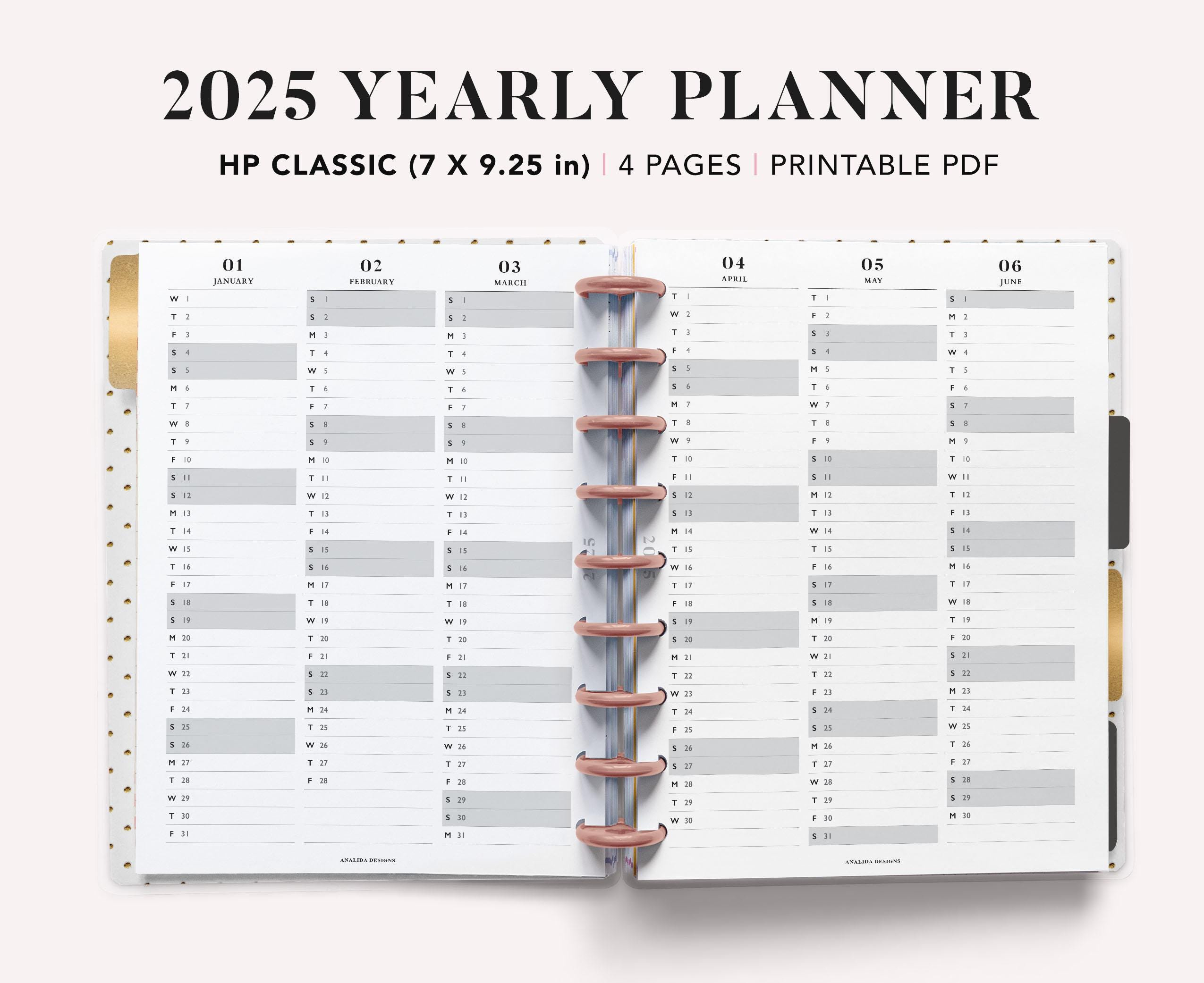 2025 Year Calendar Printable Happy Planner, Yearly Overview, Year | Calendar 2025