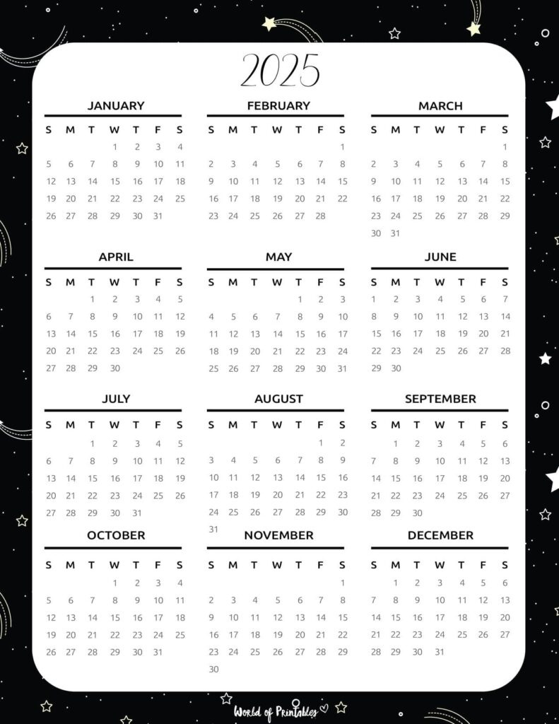 2025 Year Calendars - 70 Best Printables - World Of Printables | Calendar 2025