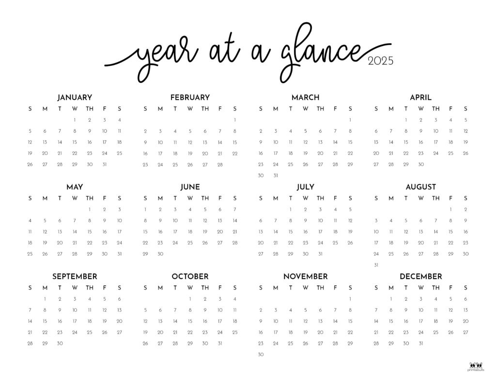 2025 Yearly Calendars - 29 Free Printables | Printabulls | Calendar 2025