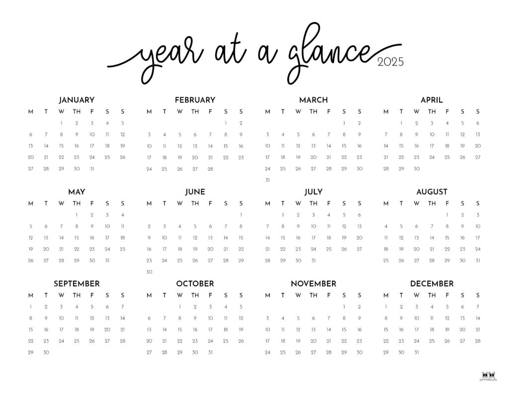 2025 Yearly Calendars - 29 Free Printables | Printabulls | Calendar 2025