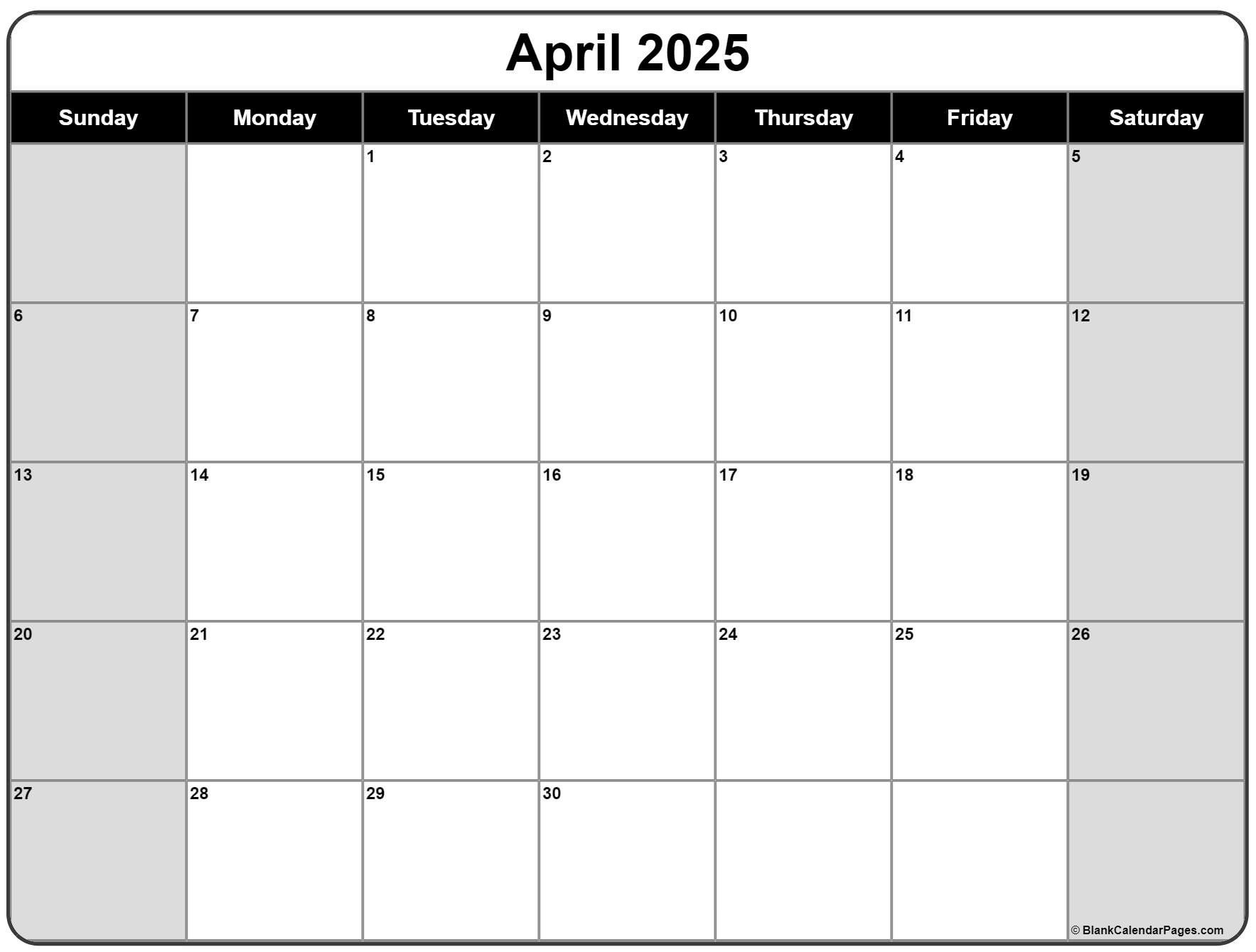 April 2025 Calendar | Free Printable Calendars | Calendar 2025