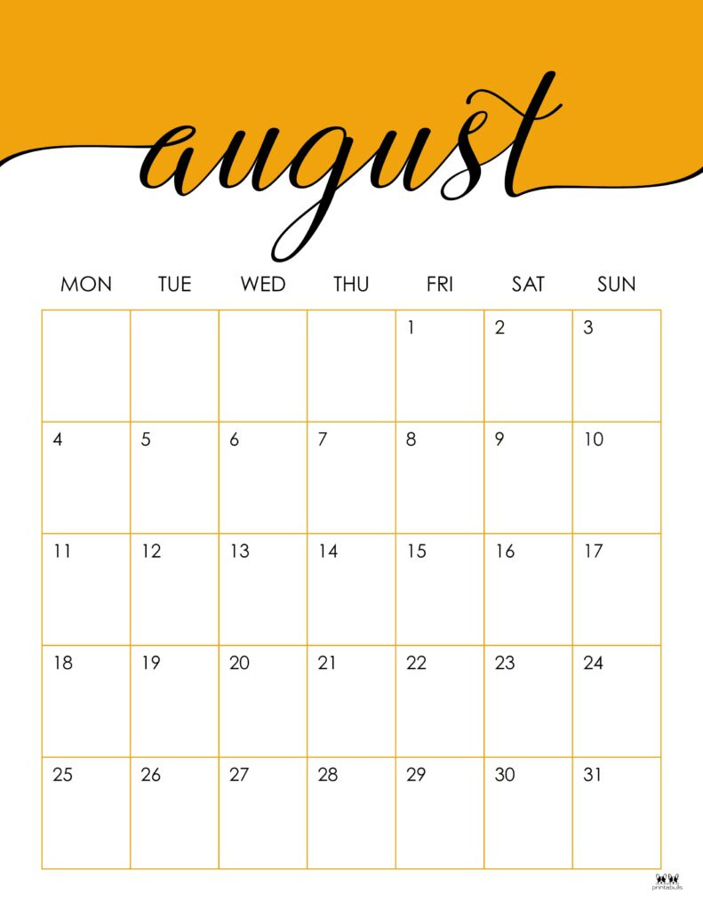 August 2025 Calendars - 107 Free Printables | Printabulls | Calendar 2025