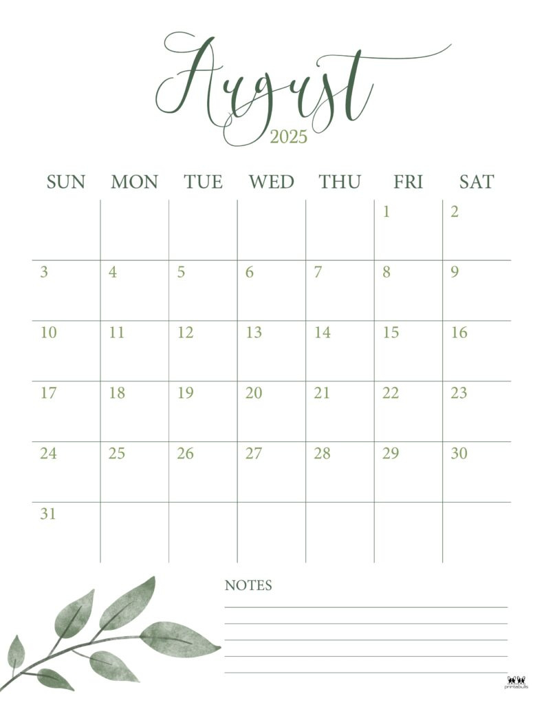 August 2025 Calendars - 107 Free Printables | Printabulls | Printable Calendar For August 2025