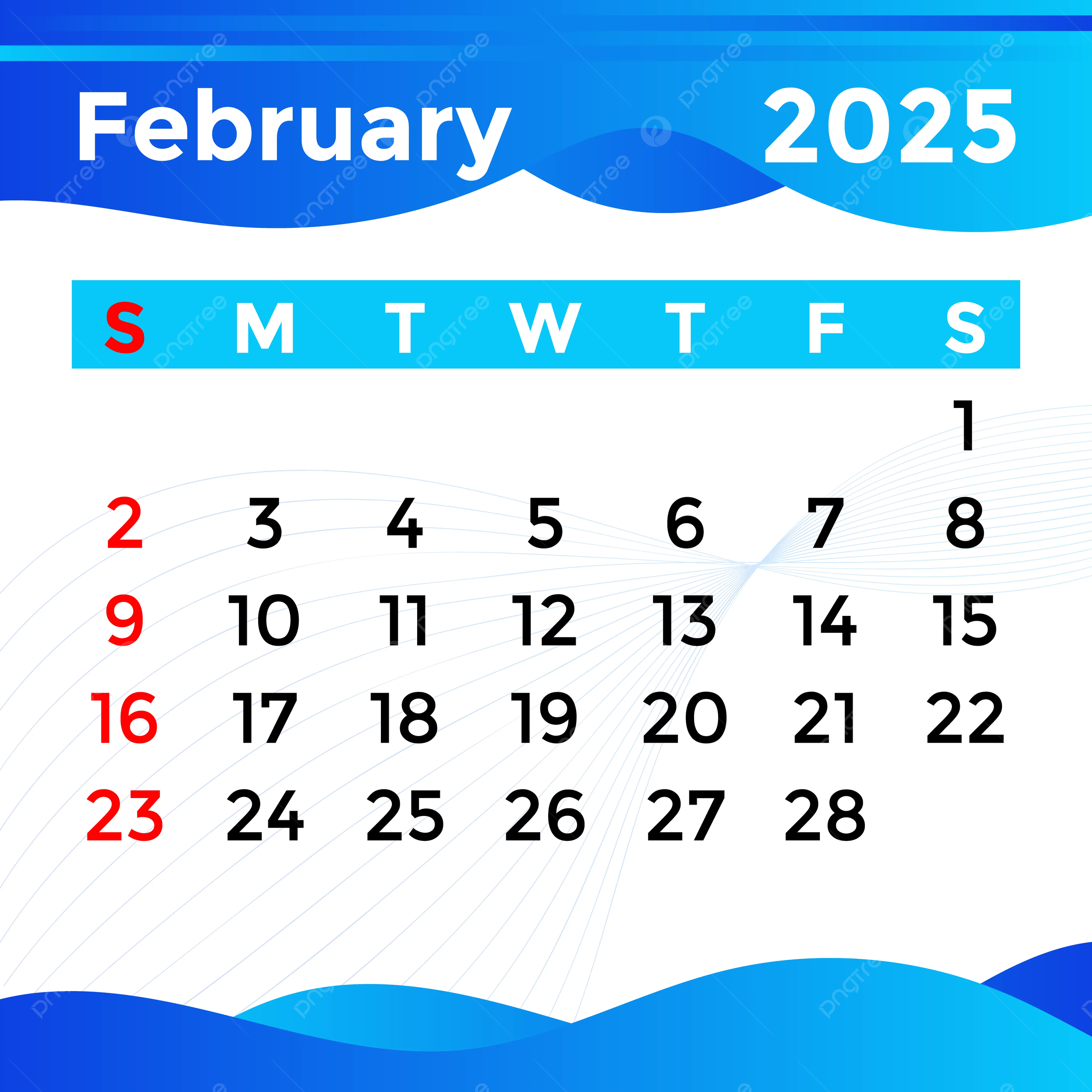 Calendar 2025 Month Of February Vector Template Download On Pngtree | Calendar 2025