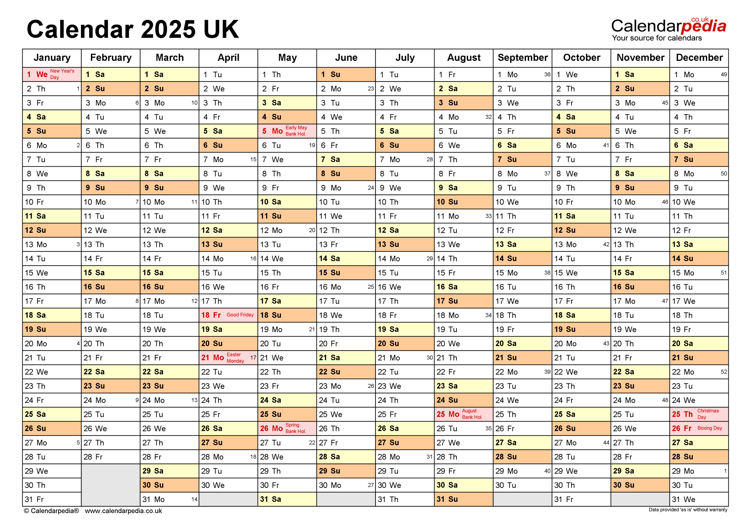 Calendar 2025 (Uk) - Free Printable Microsoft Excel Templates | 2025 Work Calendar Printable