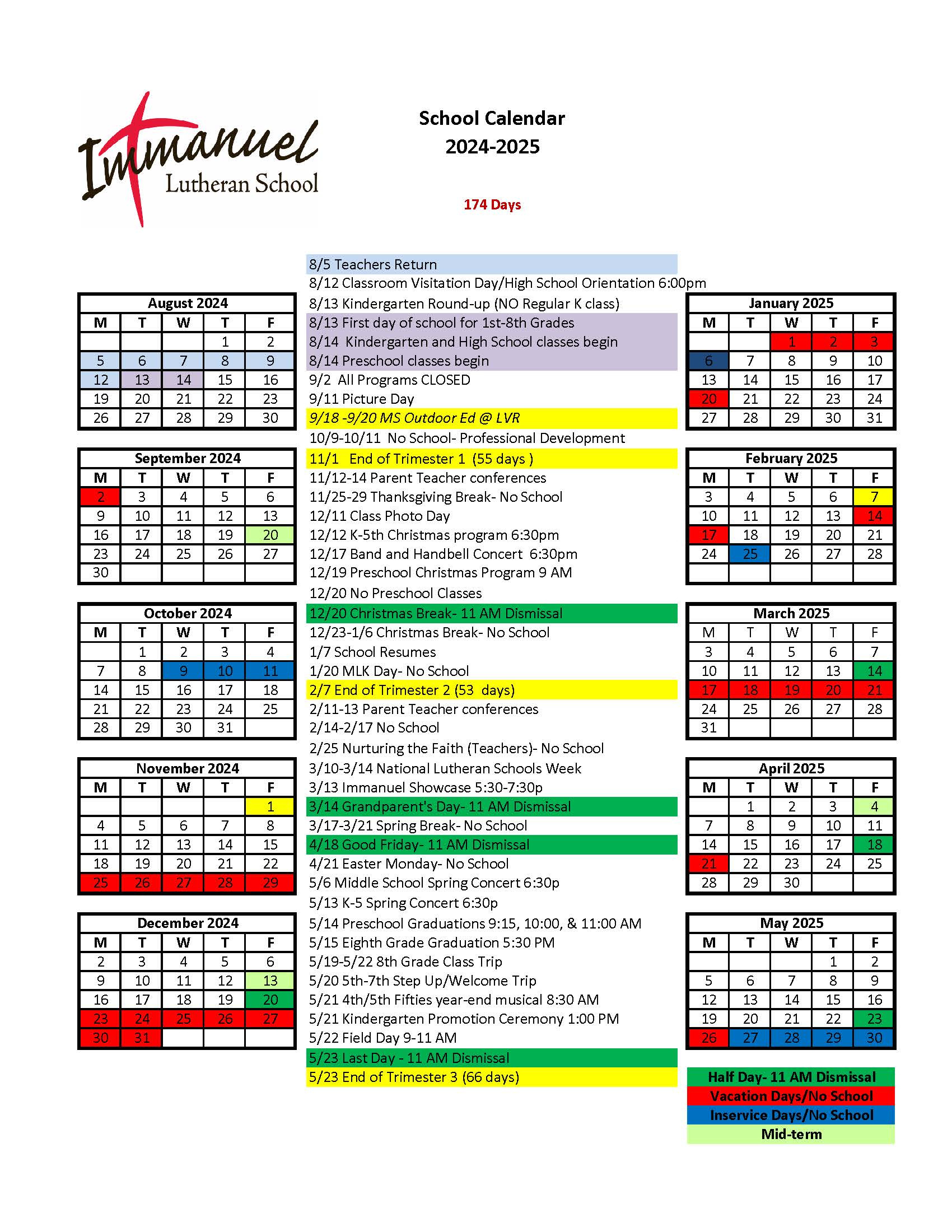 Calendar Pdf - Immanuel Lutheran School | Lutheran Calendar 2025 Printable