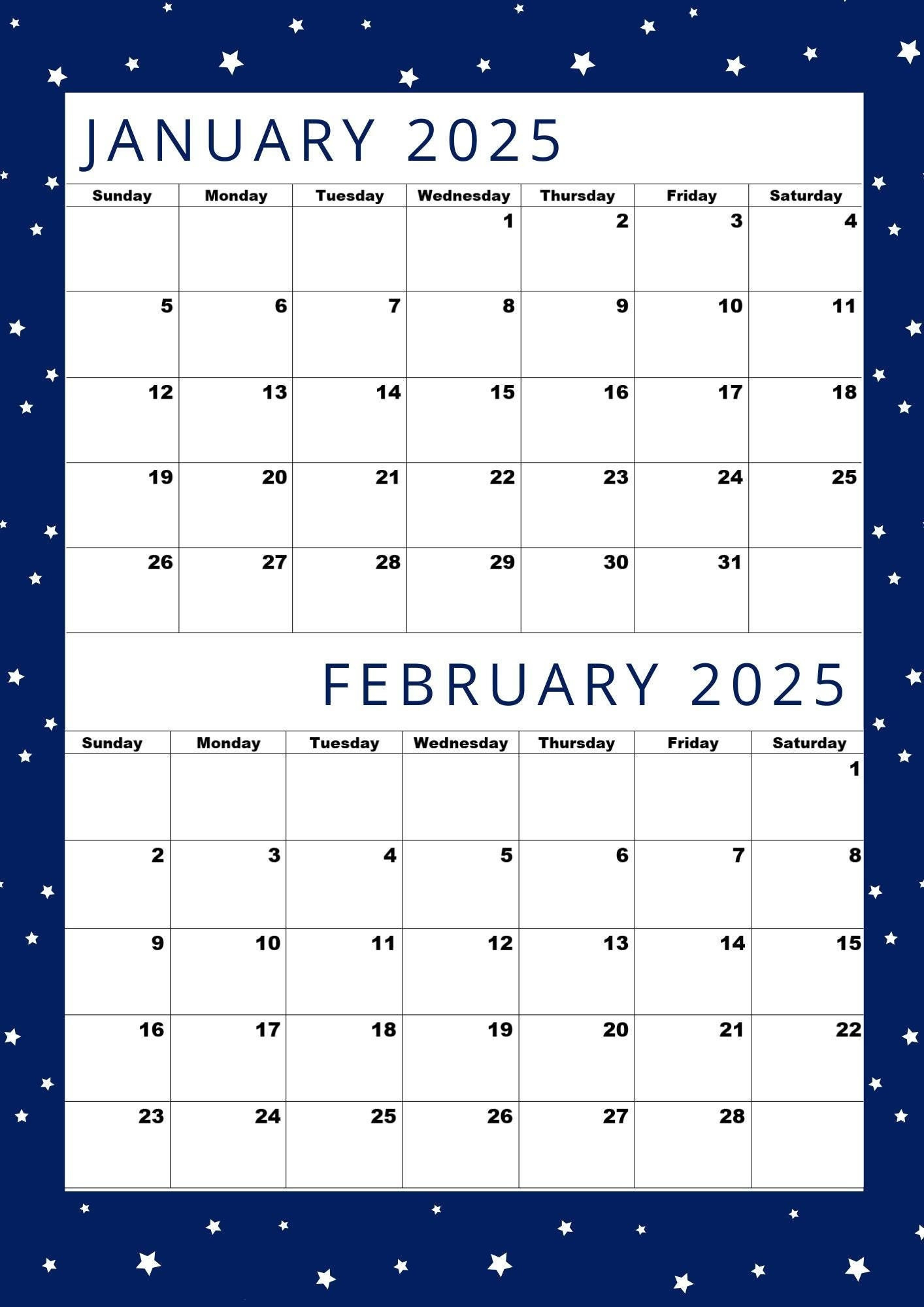 Calendar Printable For January 2025,Calendar Printable For Feb | January And February Calendar 2025 Printable