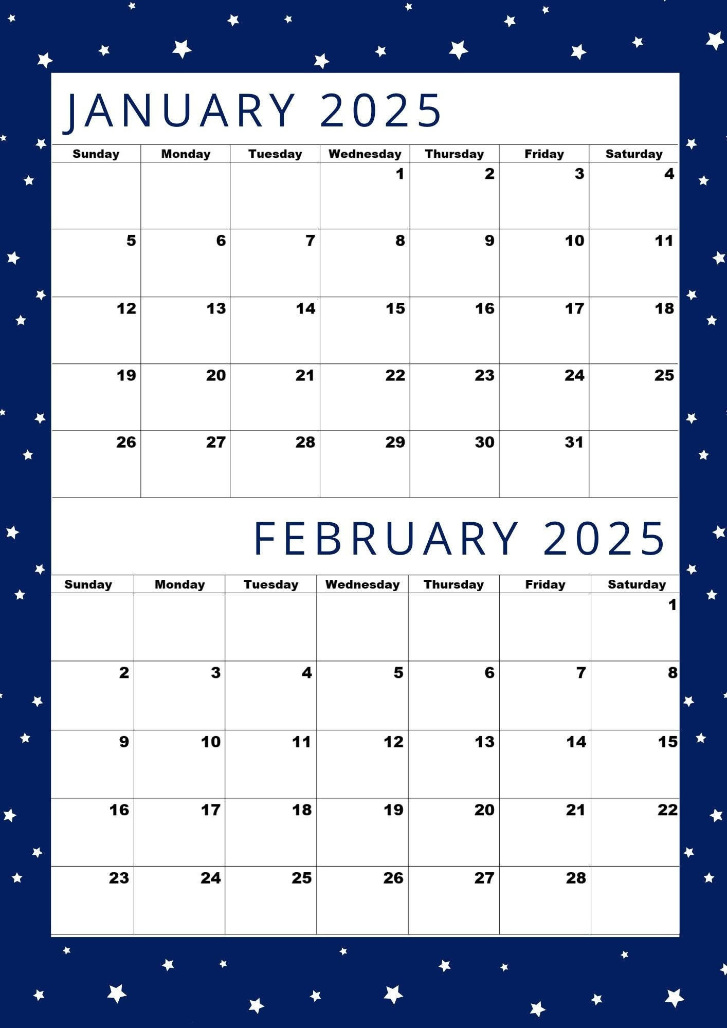 Calendar Printable For January 2025,Calendar Printable For Feb | January February 2025 Calendar