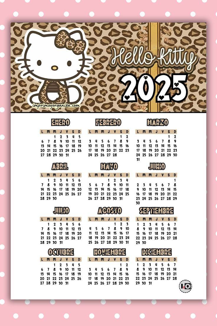 Calendario 2025 Hello Kitty Animal Print | Calendar 2025