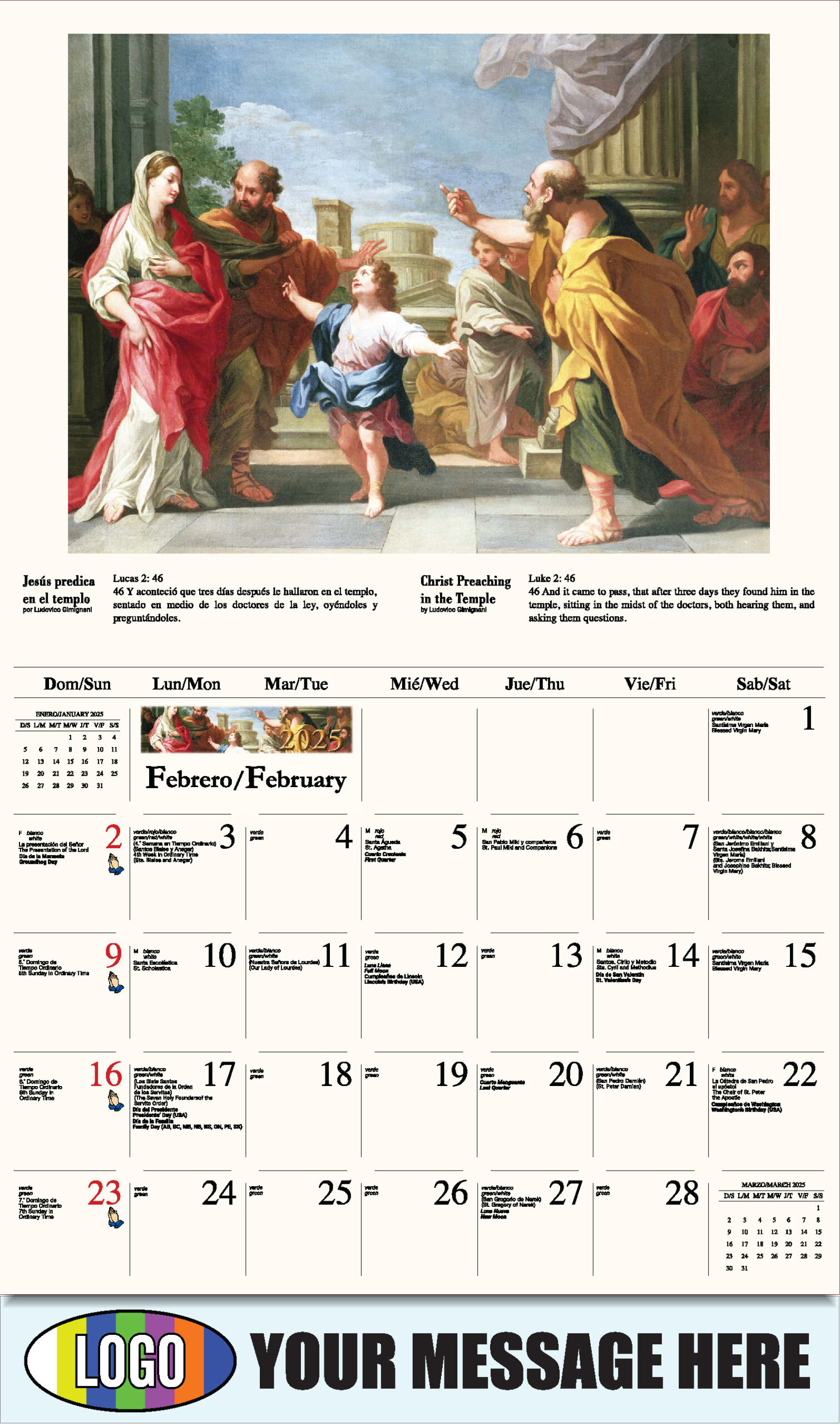 Catholic Inspiration (Spanish-English Bilingual) | Catholic Calendar February 2025