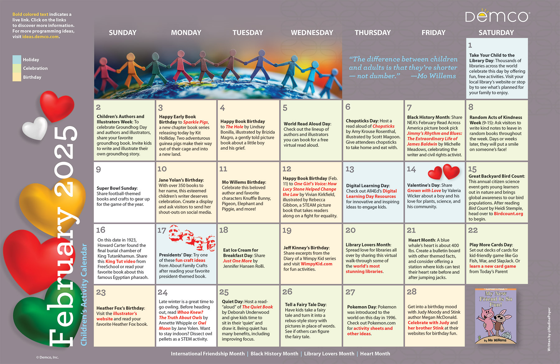 Children'S Activity Calendar: February 2025 |  Calendar 2025