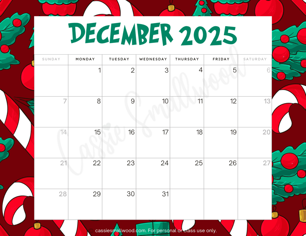 Cute 2025 Free Printable Monthly Calendars - Cassie Smallwood | Calendar 2025