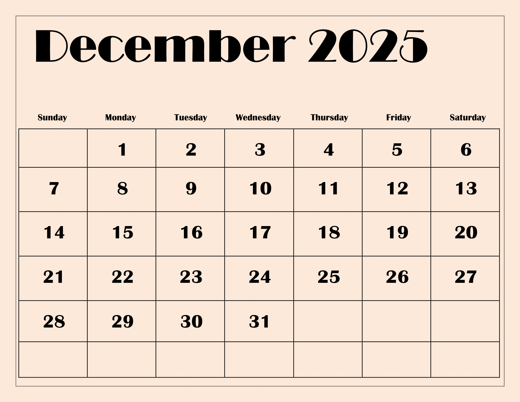 December 2025 Calendar Printable Pdf Template With Holidays | Printable Calendar 2025 December