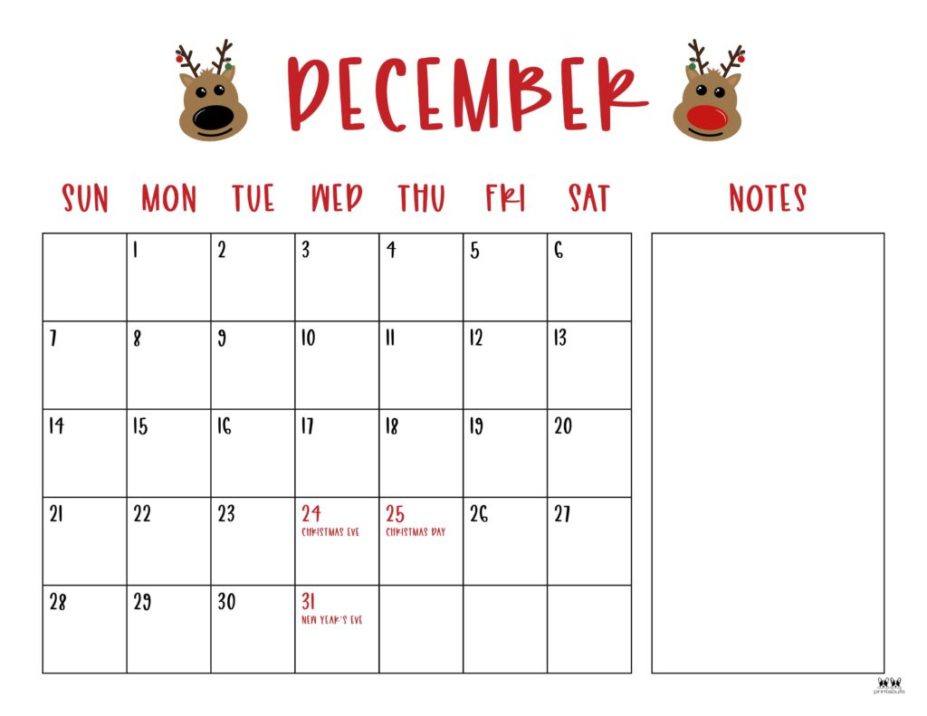 December 2025 Calendars - 107 Free Printables | Printabulls | December Free Printable Calendar 2025