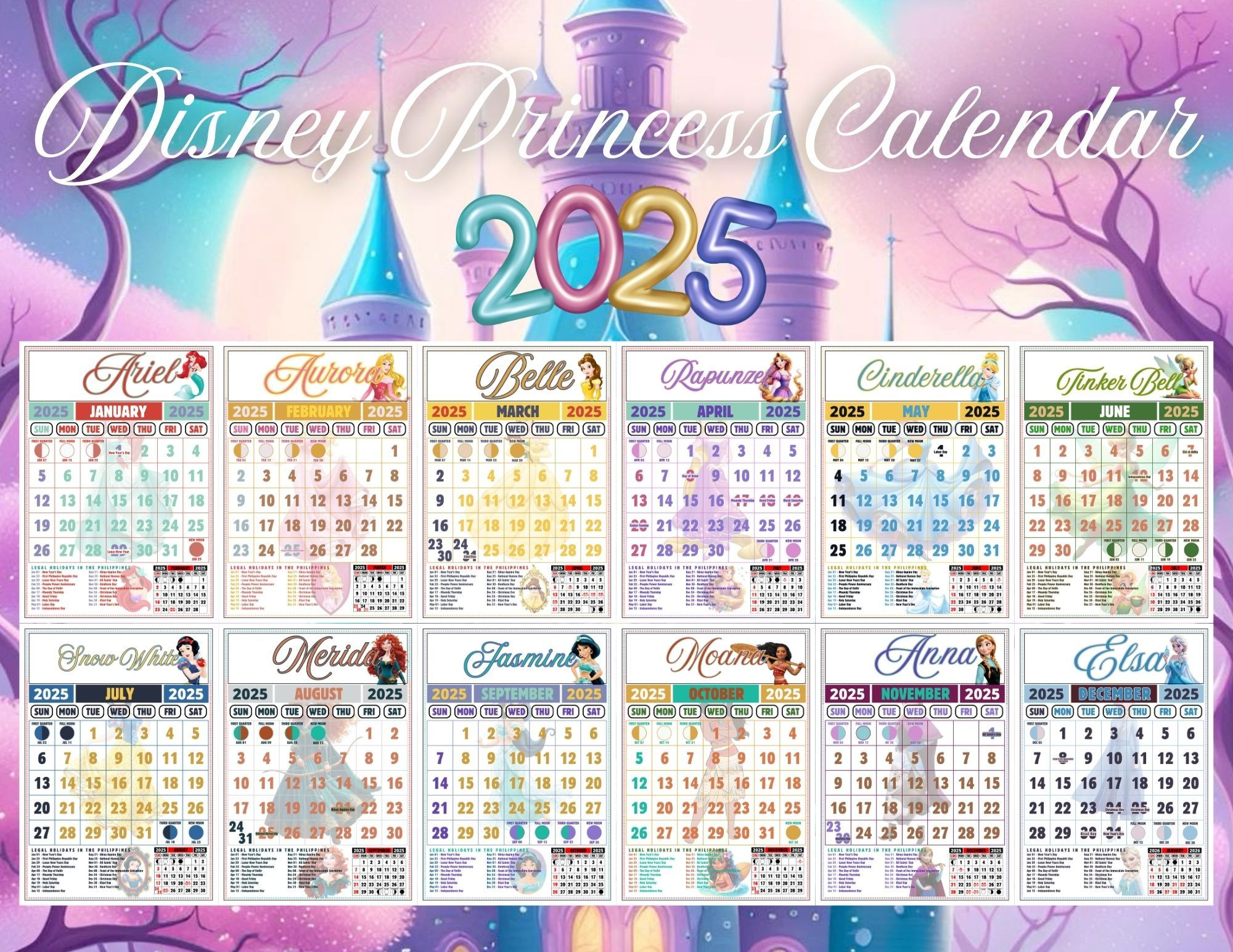 Disney Princess 2025 Calendar Templatenemlomongo - Raket.ph | Calendar 2025