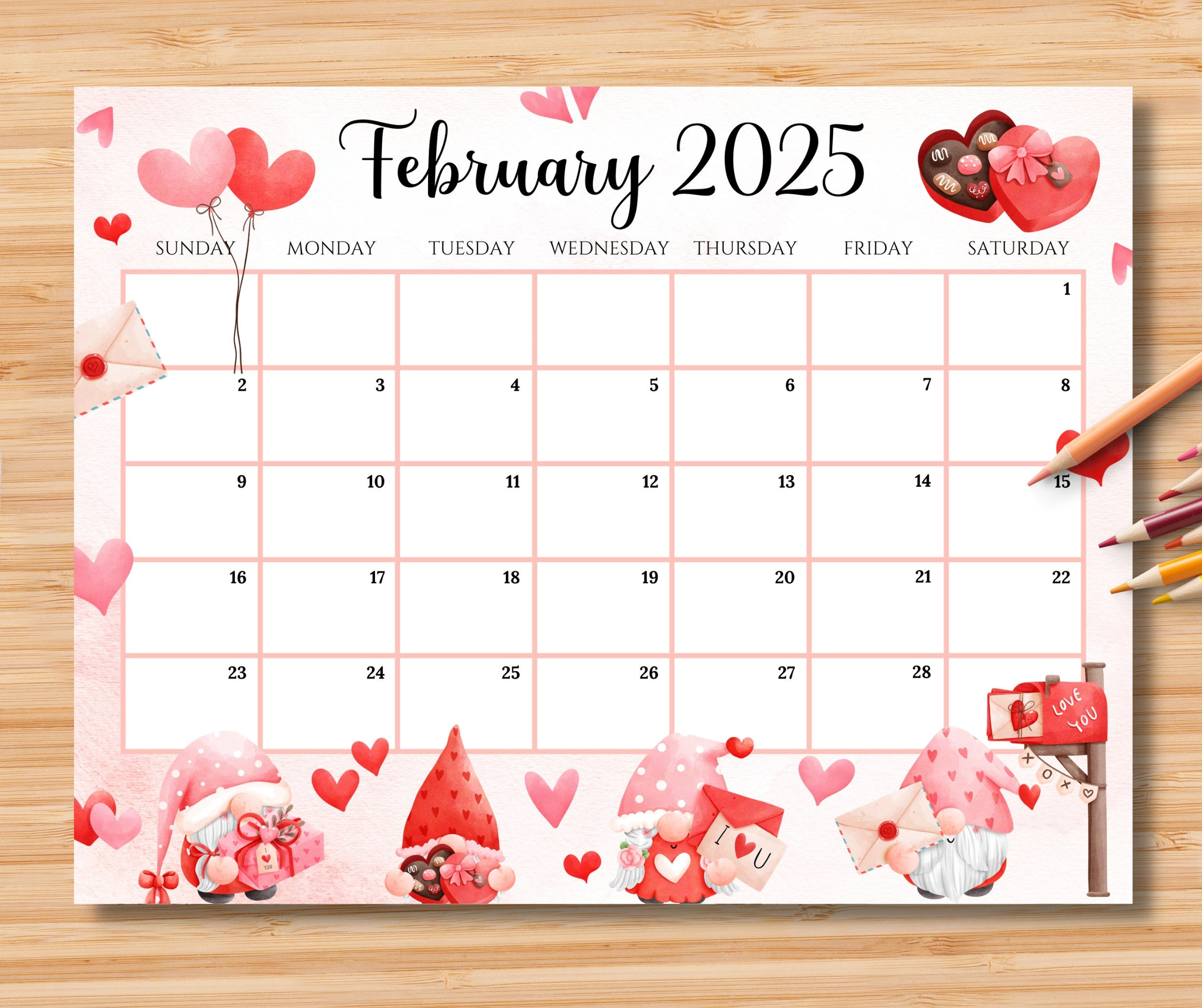 Editable February 2025 Calendar, Sweet Valentine 2025 With Cute | February 2025 Calendar Valentine'S Day