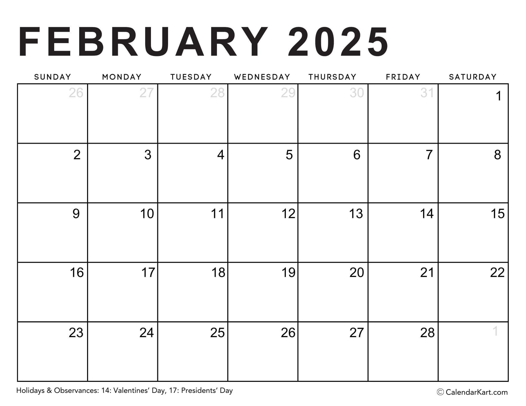 Editable Printable Calendars 2025 - Typeable Pdf - Calendarkart |  Calendar 2025