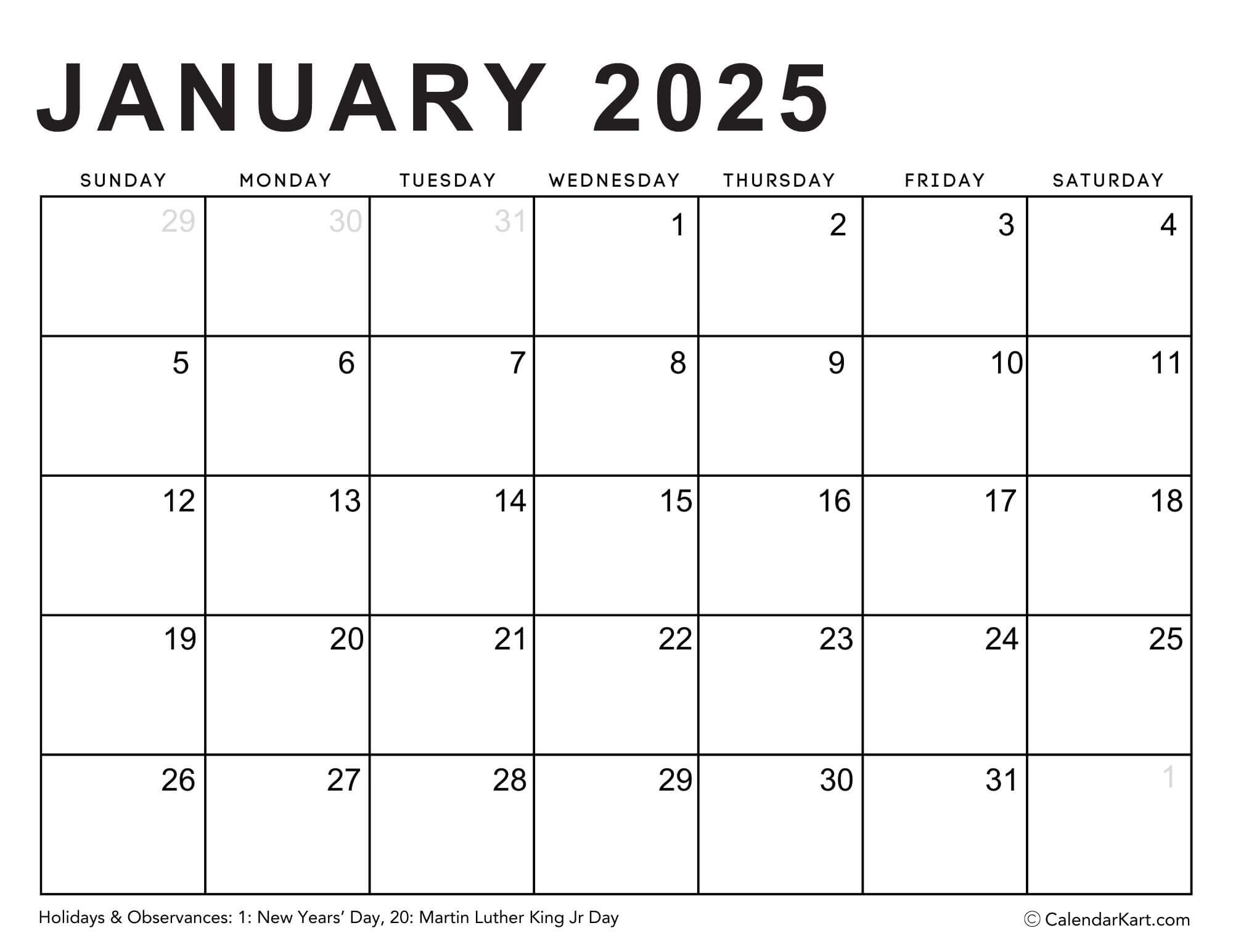 Editable Printable Calendars 2025 - Typeable Pdf - Calendarkart | Fillable And Printable Calendar 2025