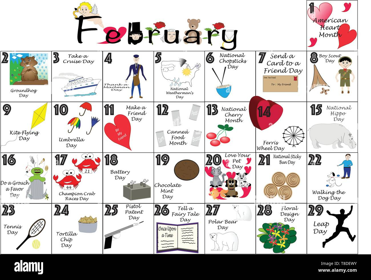 February 2020 Calendar Illustrated With Daily Quirky Holidays And | Calendar 2025