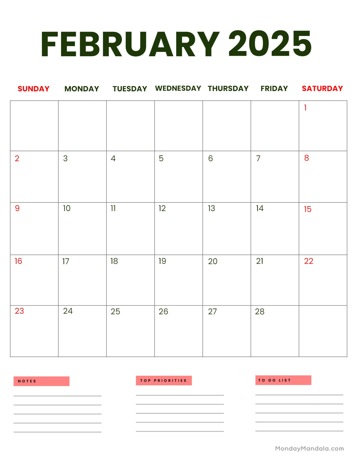 February 2025 Calendar (52 Free Pdf Printables) | Calendar 2025