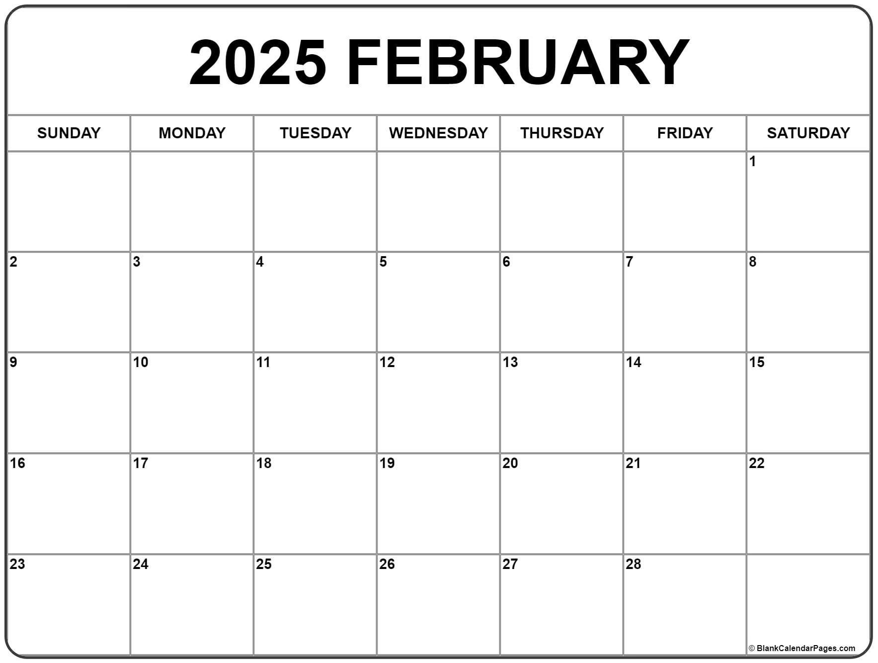 February 2025 Calendar | Free Printable Calendars | Calendar 2025