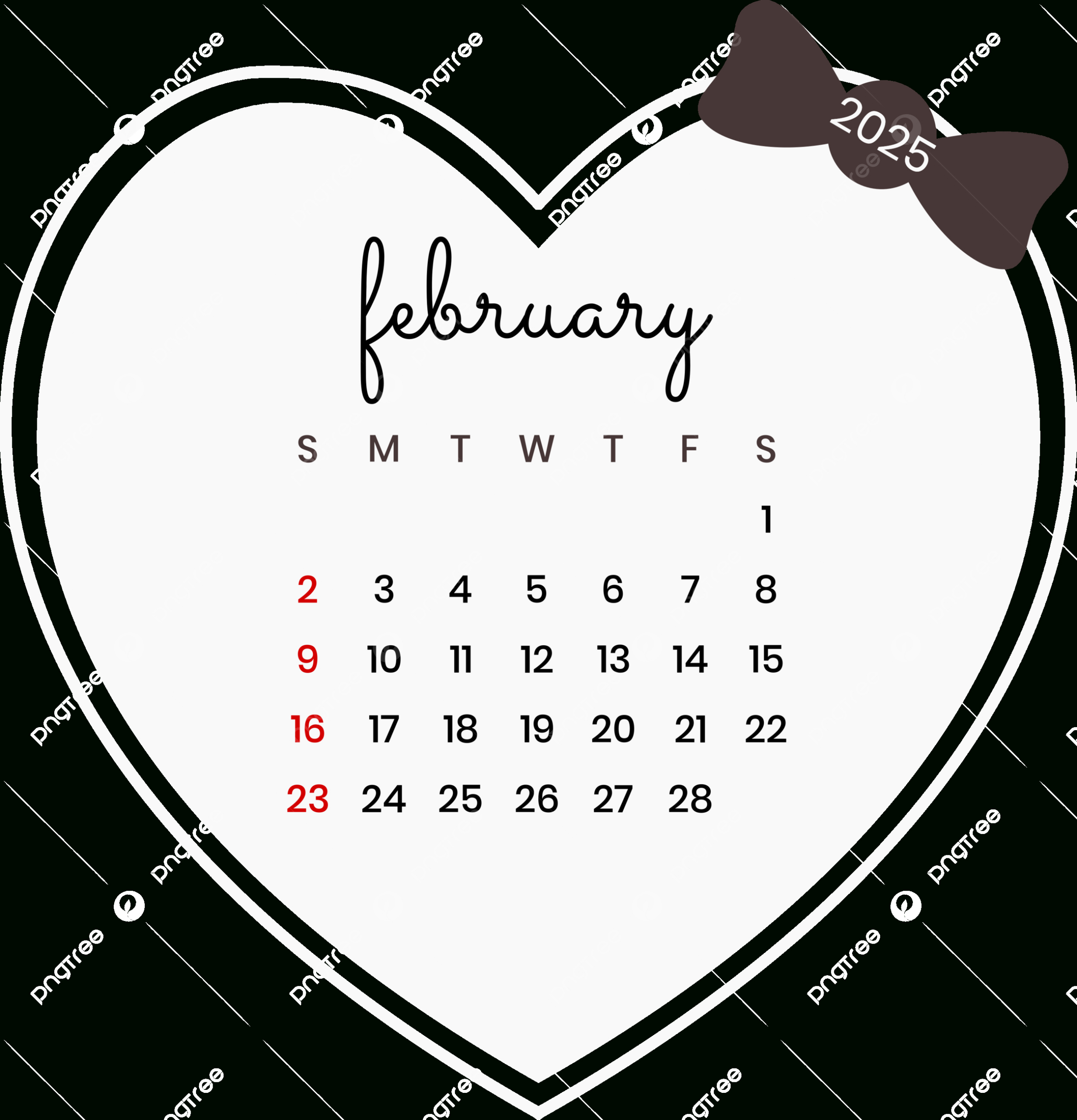 February 2025 Calendar Love Design Vector, February 2025, February | February 2025 Calendar Design