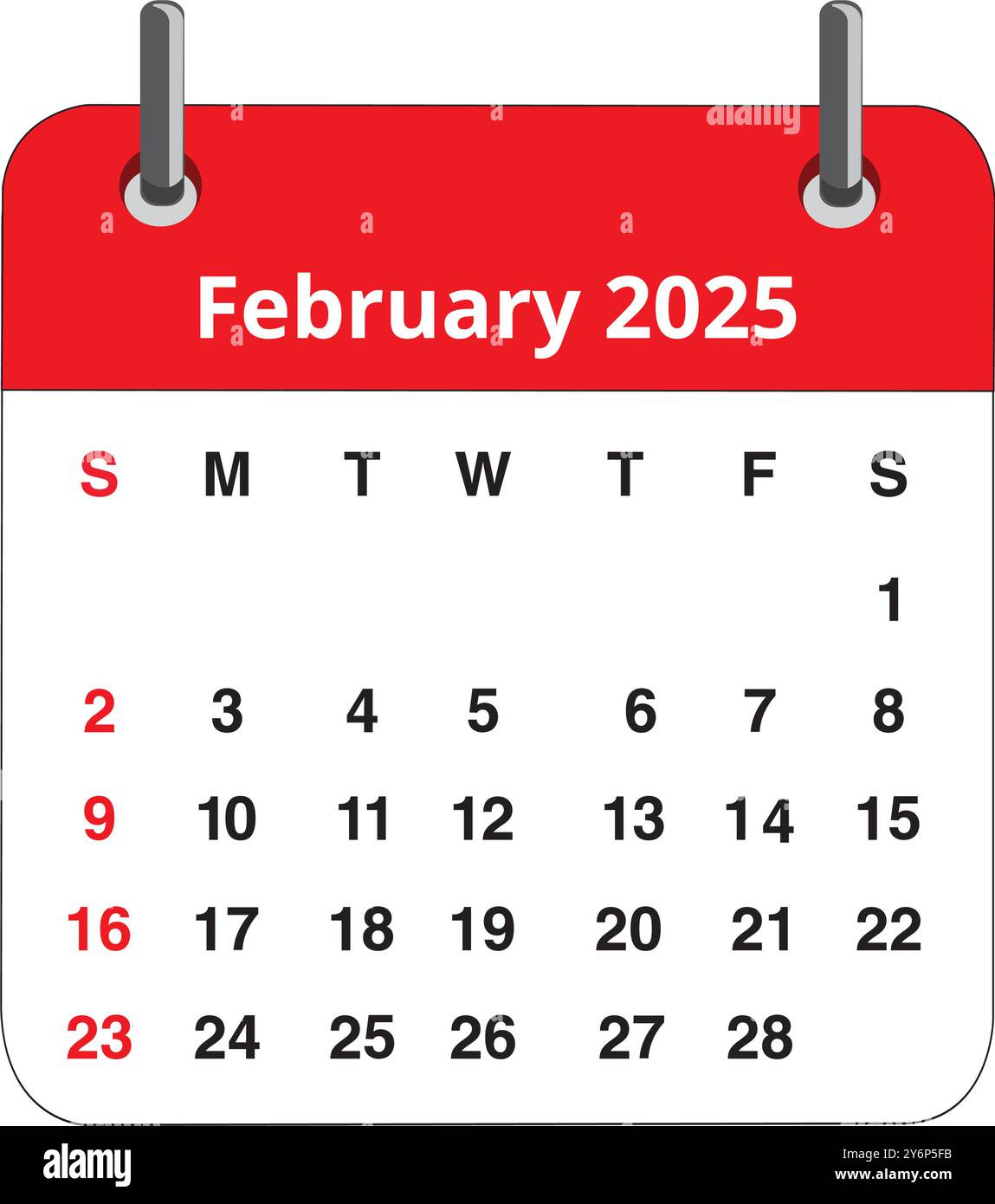 February 2025 Calendar Page Isolated On A White Background Stock |  Calendar 2025