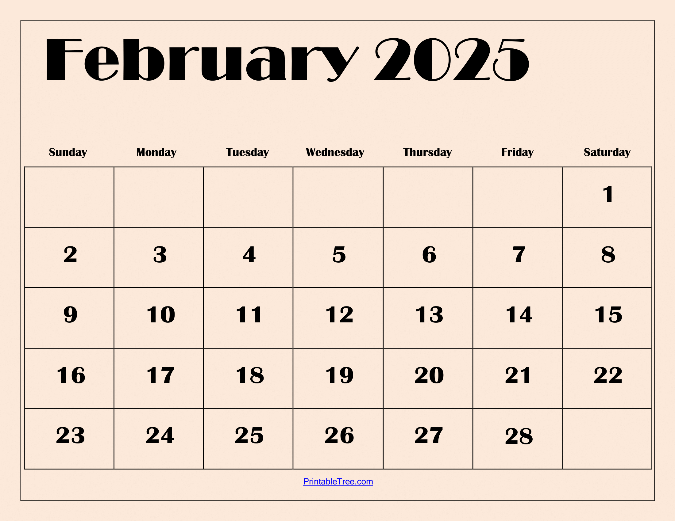 February 2025 Calendar Printable Pdf Template With Holidays | 2025 Calendar February Month