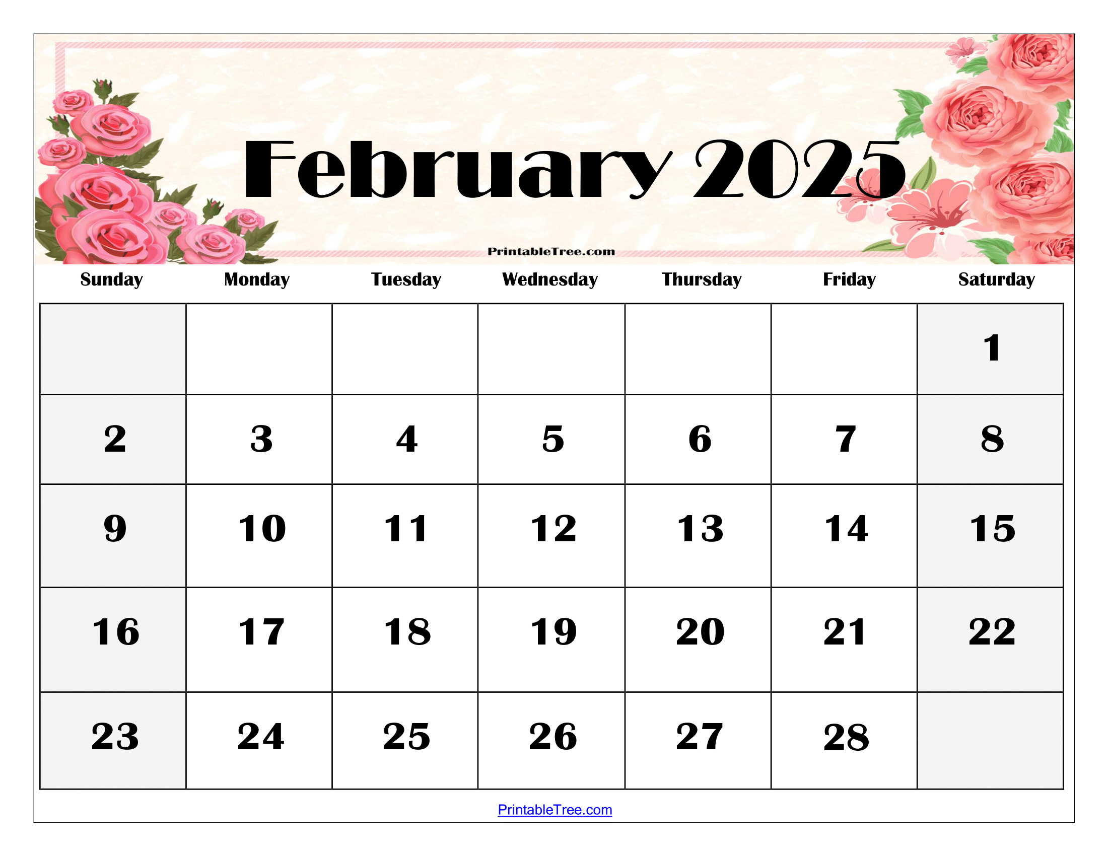 February 2025 Calendar Printable Pdf Template With Holidays | February 2025 Calendar Design