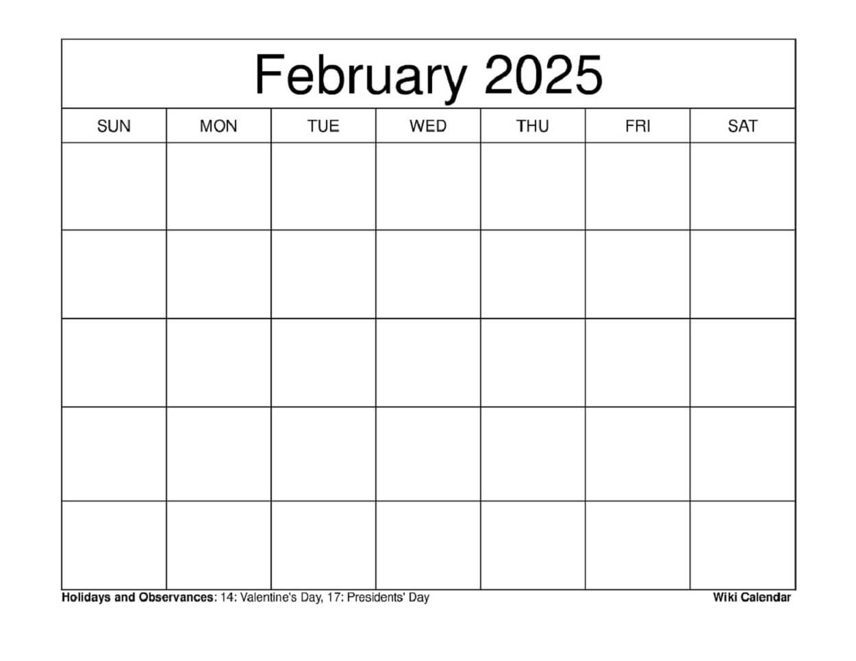 February 2025 Calendar - Printable Templates &amp; More | Wiki Calendar February 2025