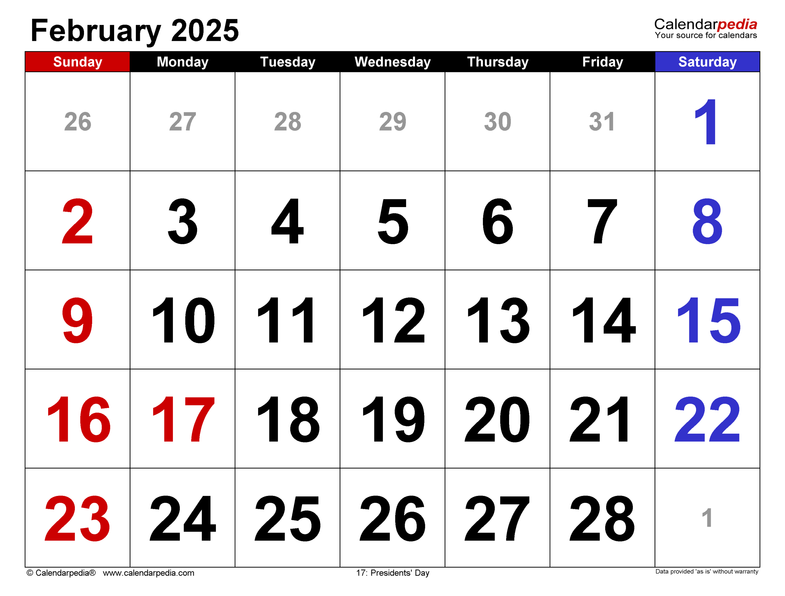 February 2025 Calendar | Templates For Word, Excel And Pdf | Calendar 2025