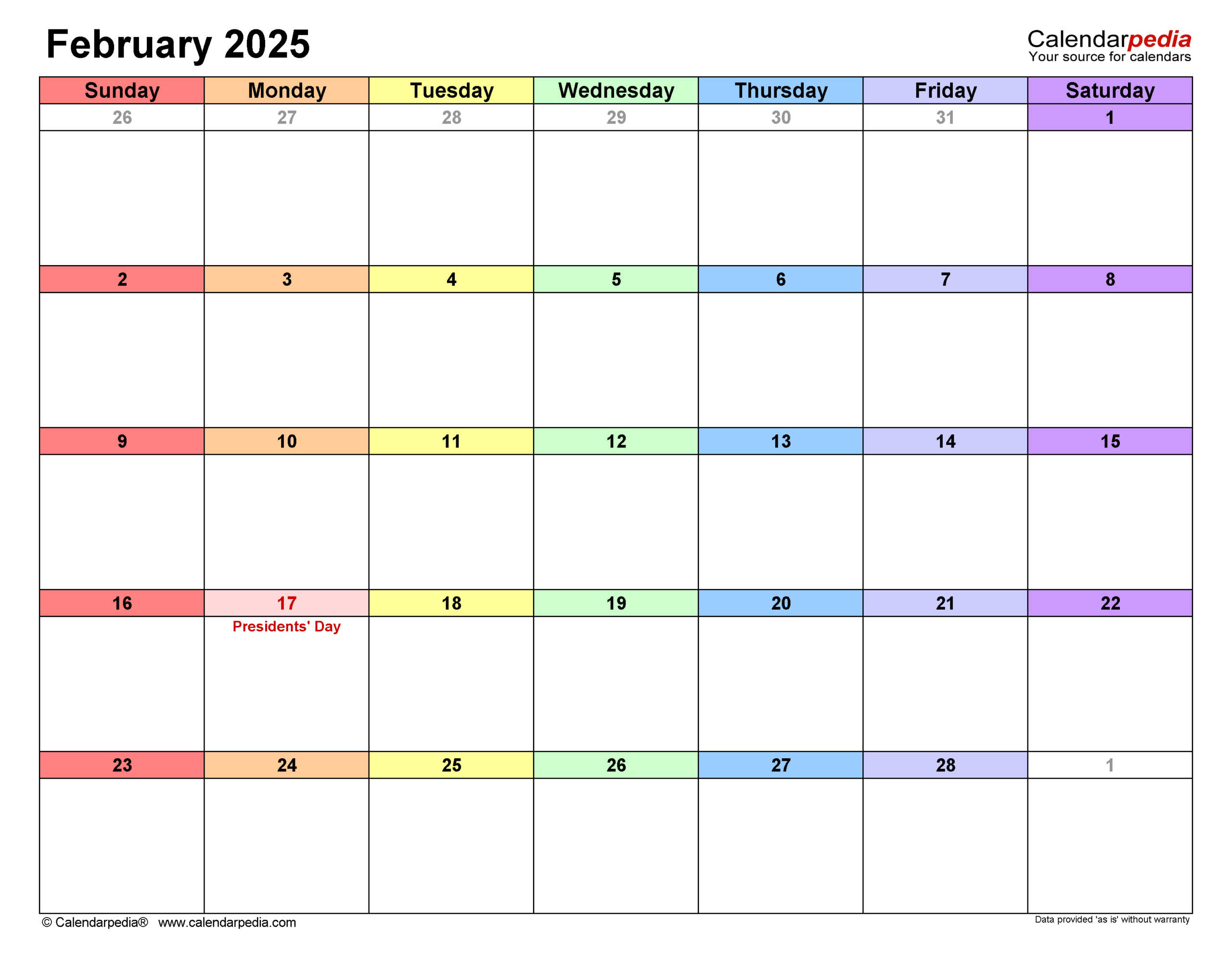 February 2025 Calendar | Templates For Word, Excel And Pdf | Calendar 2025