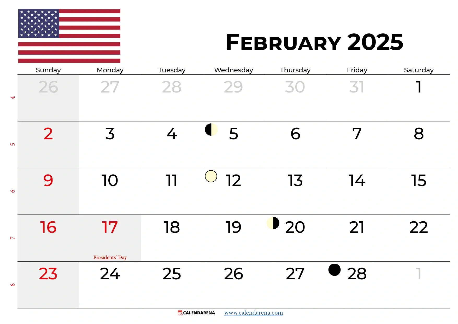 February 2025 Calendar With Holidays | Show Me a Calendar For the Month of February 2025