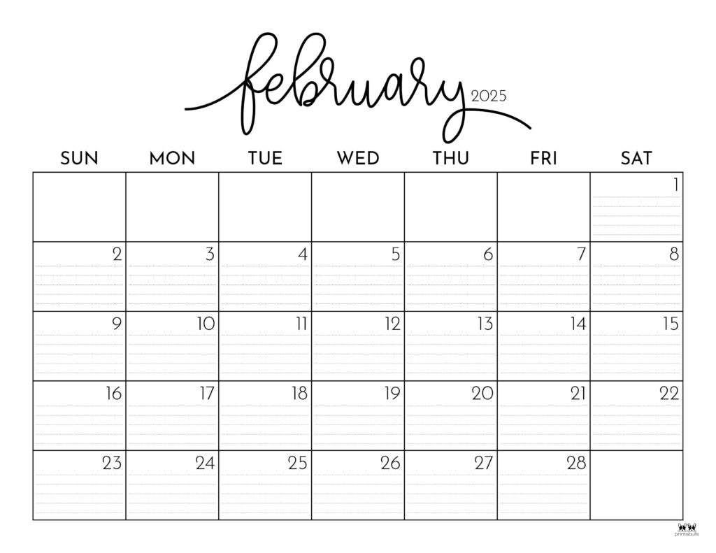 February 2025 Calendars - 107 Free Printables | Printabulls | 2025 February Calendar