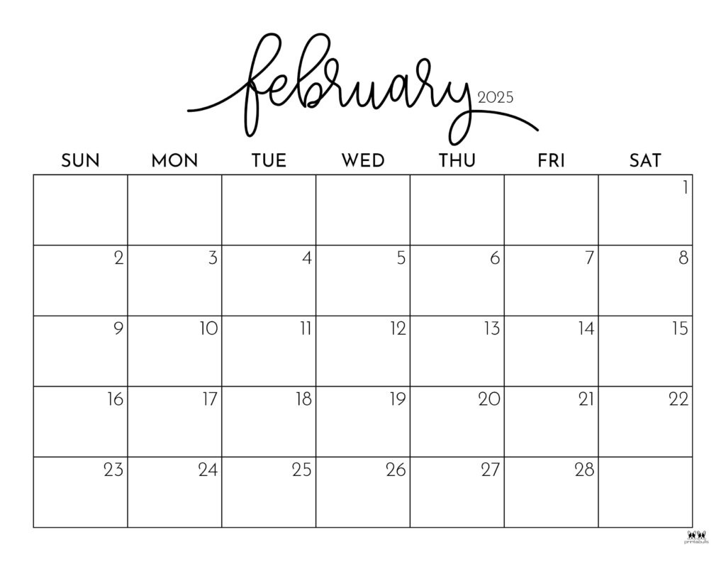 February 2025 Calendars - 107 Free Printables | Printabulls | Calendar of February From the 12th Day to the 24th 2025