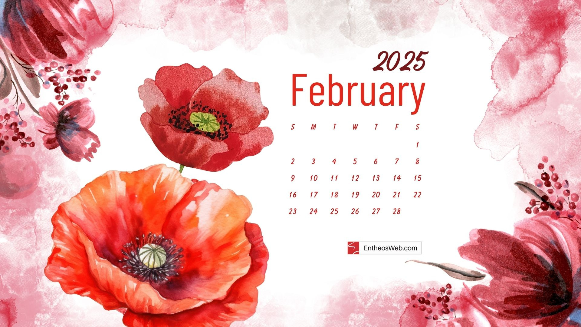 February 2025 Desktop Wallpaper Calendars | Entheosweb | February Calendar Wallpaper 2025