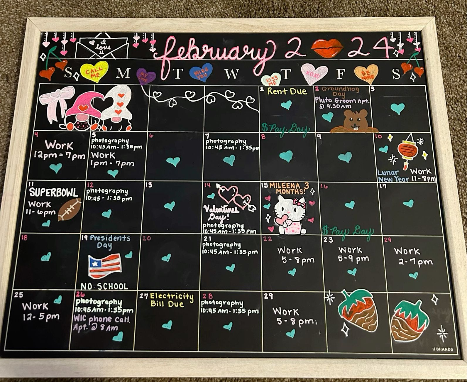 February Chalkboard Calendar | February 2025 Chalkboard Calendar Ideas