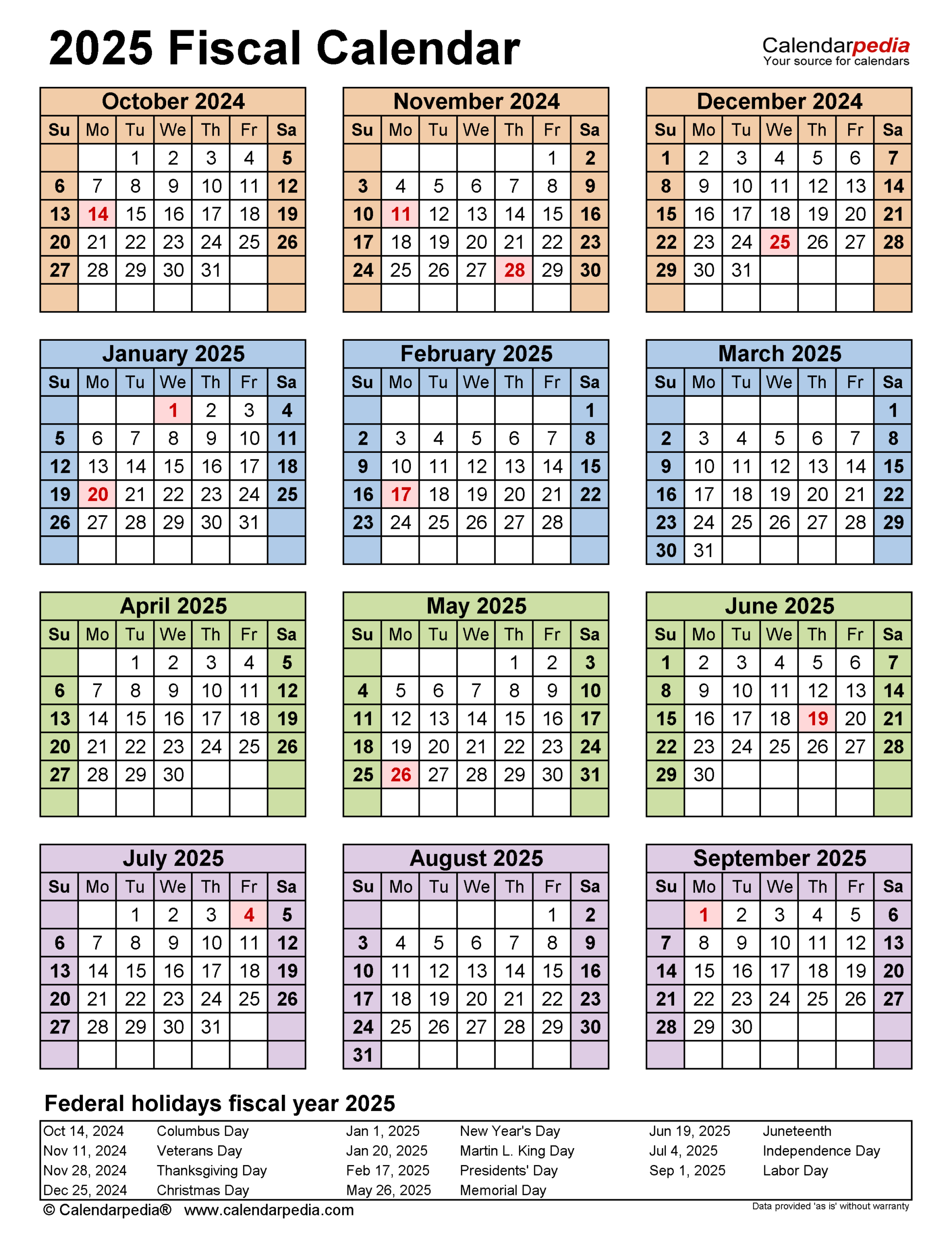 Fiscal Calendars 2025 - Free Printable Pdf Templates | Calendar 2025