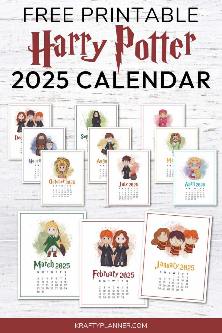 Free 2025 Harry Potter Wall Calendar — Krafty Planner | Harry Potter Printable Calendar 2025