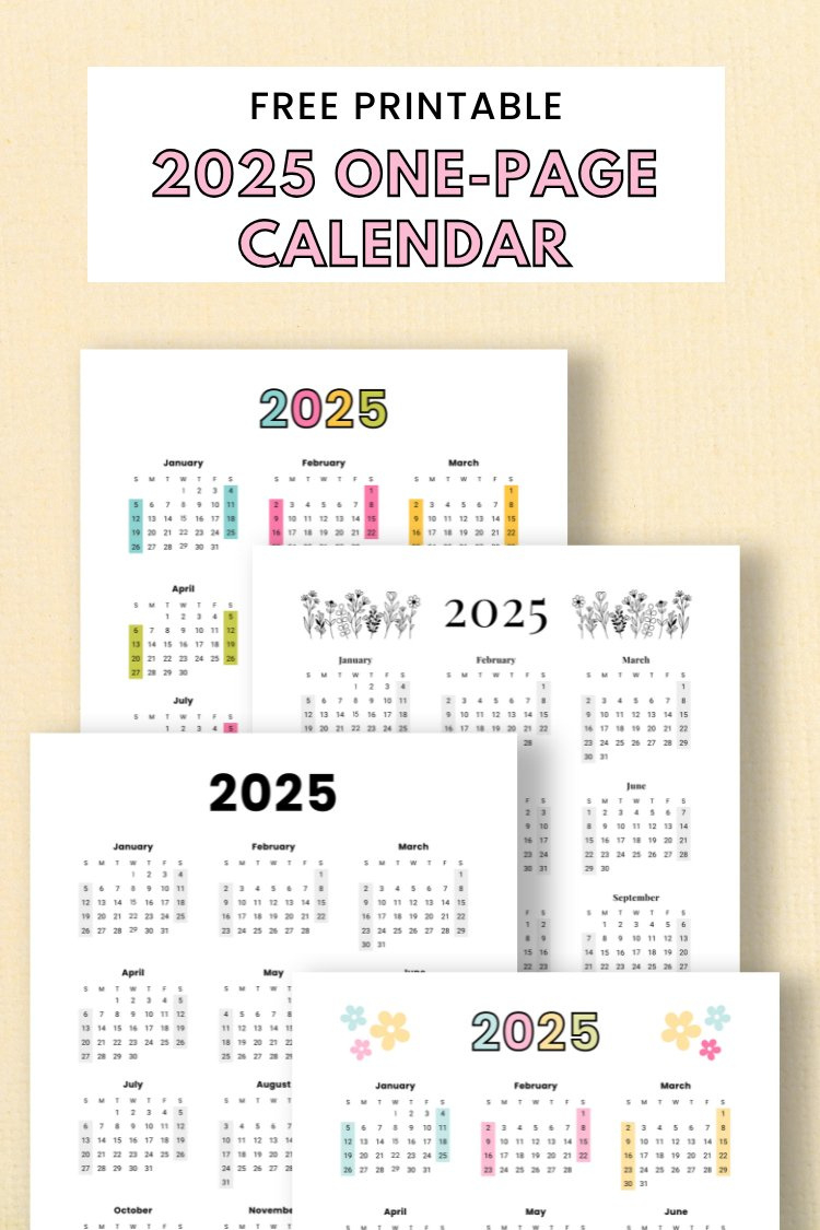 Free 2025 Printable Calendar One Page — Gathering Beauty | 2025 A5 Calendar Printable