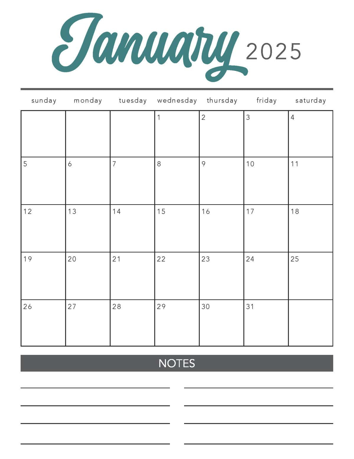 Free 2025 Printable Calendar Template - I Heart Naptime |  Calendar 2025