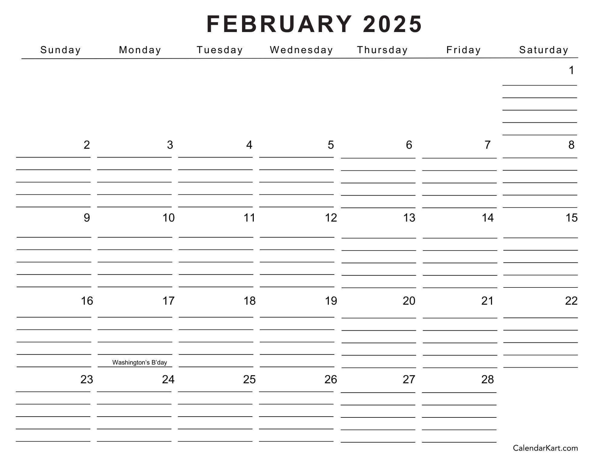 Free &amp;amp; Cute Printable February 2025 Calendar - Calendarkart | Calendar 2025