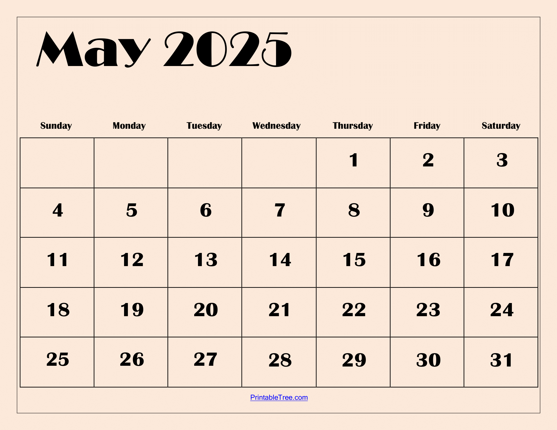 Free May 2025 Calendar Printable Pdf Template With Holidays | Calendar 2025